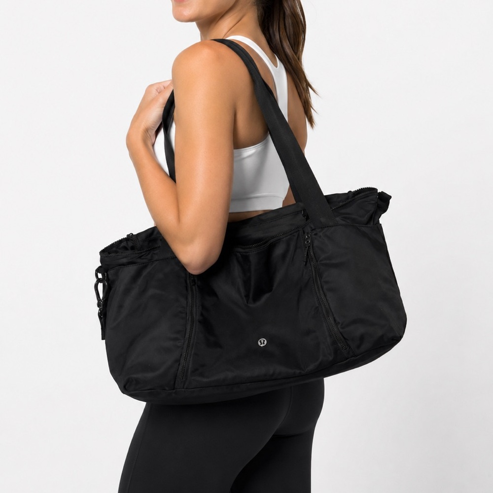 lululemon athletic Black Nylon Carryall Tote Duffle Bag